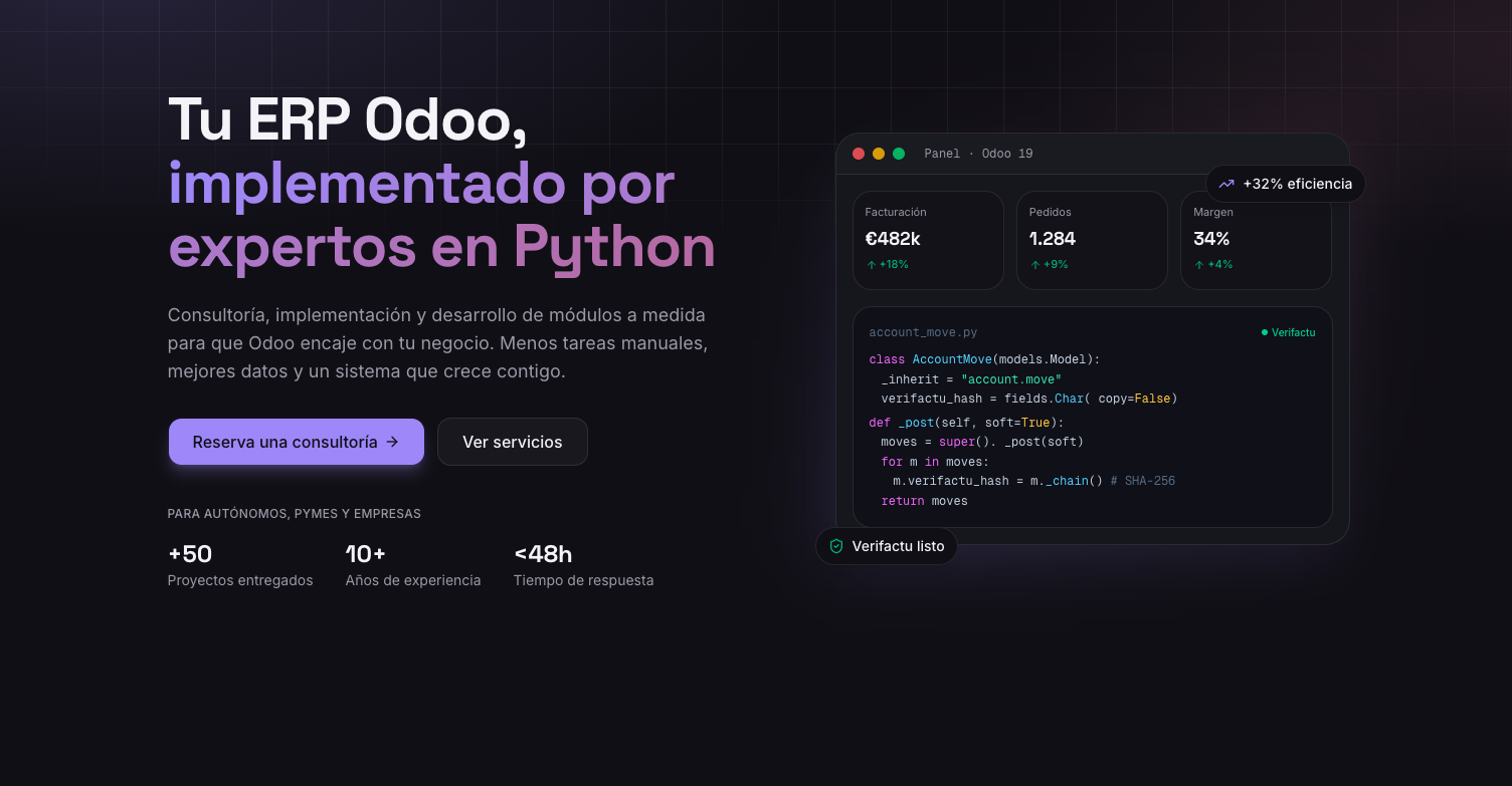 Consultor Odoo - implementación de ERP Odoo por expertos en Python
